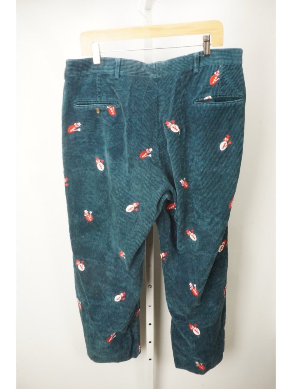 Orvis Blue White Red Snowman Corduroy Cotton Mens Pants Sz 36x28 USA - Picture 2 of 5